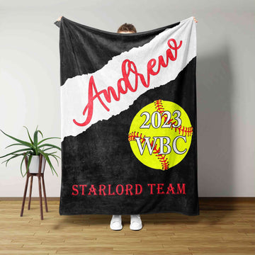 Personalized Softball Team Blanket
