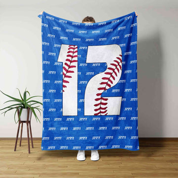 Custom Name & Number Baseball Blanket