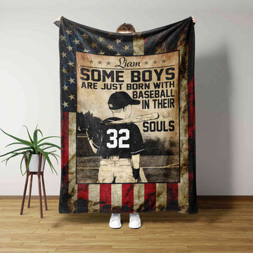 Born with Baseball in Their Soul Custom Blanket
