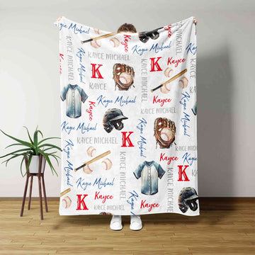 Personalized Baseball Gear Name Blanket