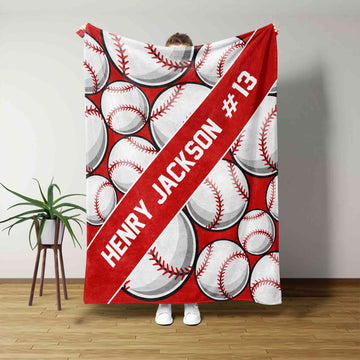 Custom Baseball Name & Number Blanket