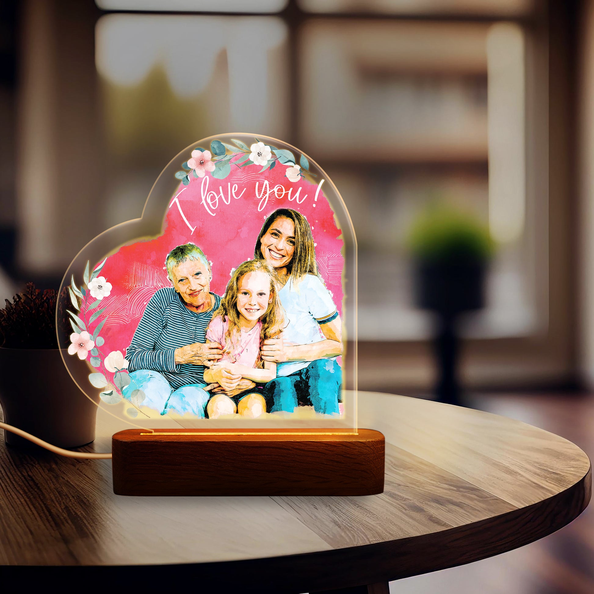 Hapilys Radiant Memories Custom LED Lamp - For Mom with Love