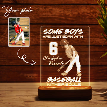 Personalized Wooden Baseball LED Night Lamp