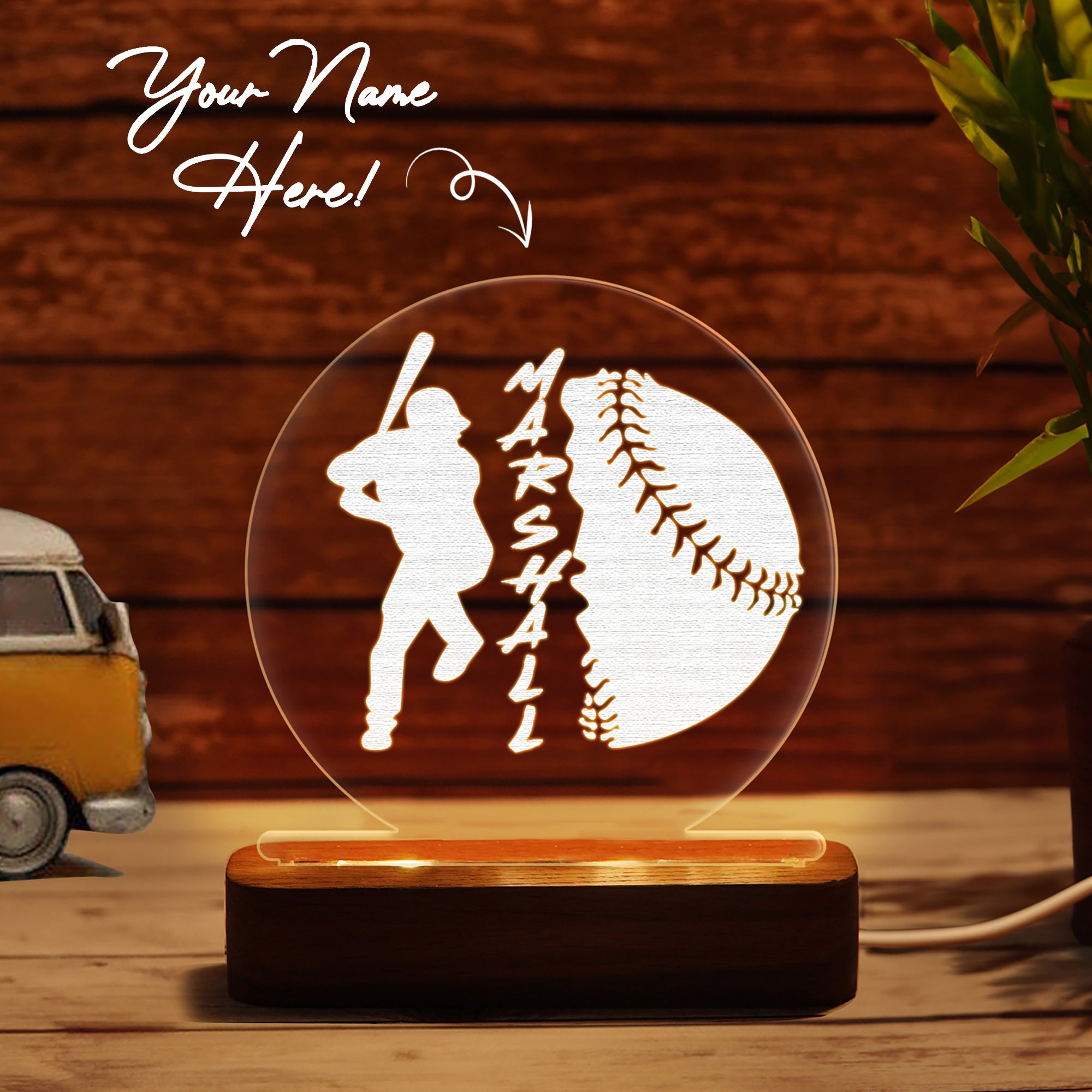 Personalized Baseball LED Illusion Lamp