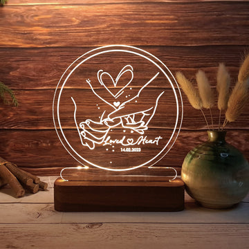 Cherished Moments Engraved Wooden LED Lamp - Hapilys - Stunning Custom Art