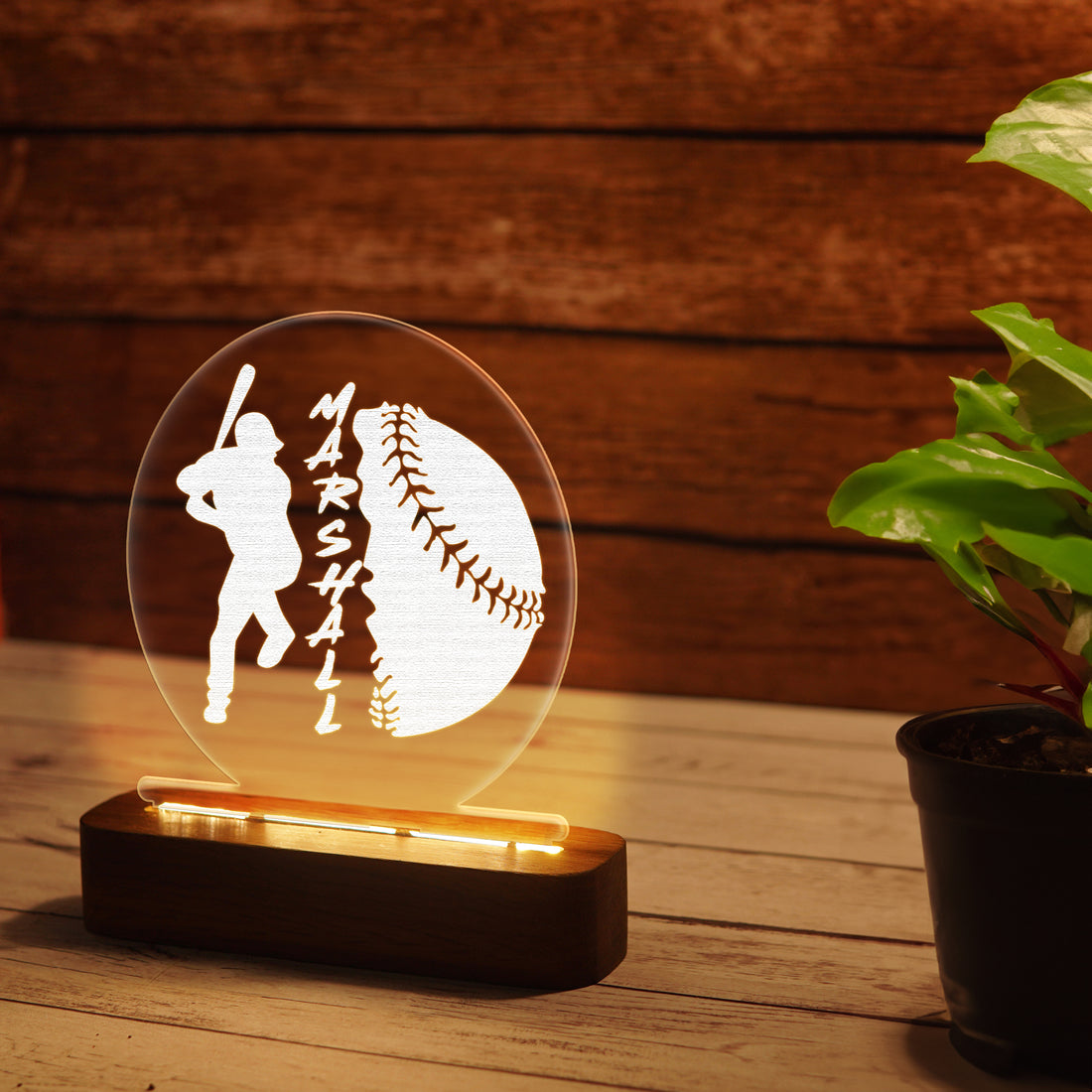 Personalized Baseball LED Illusion Lamp