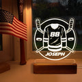 Hapilys Customized Ice Hockey Player Wooden LED Night Light for Room Decor