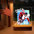 Hapilys Custom Skecth Painting Ice Hockey Player Wooden LED Light