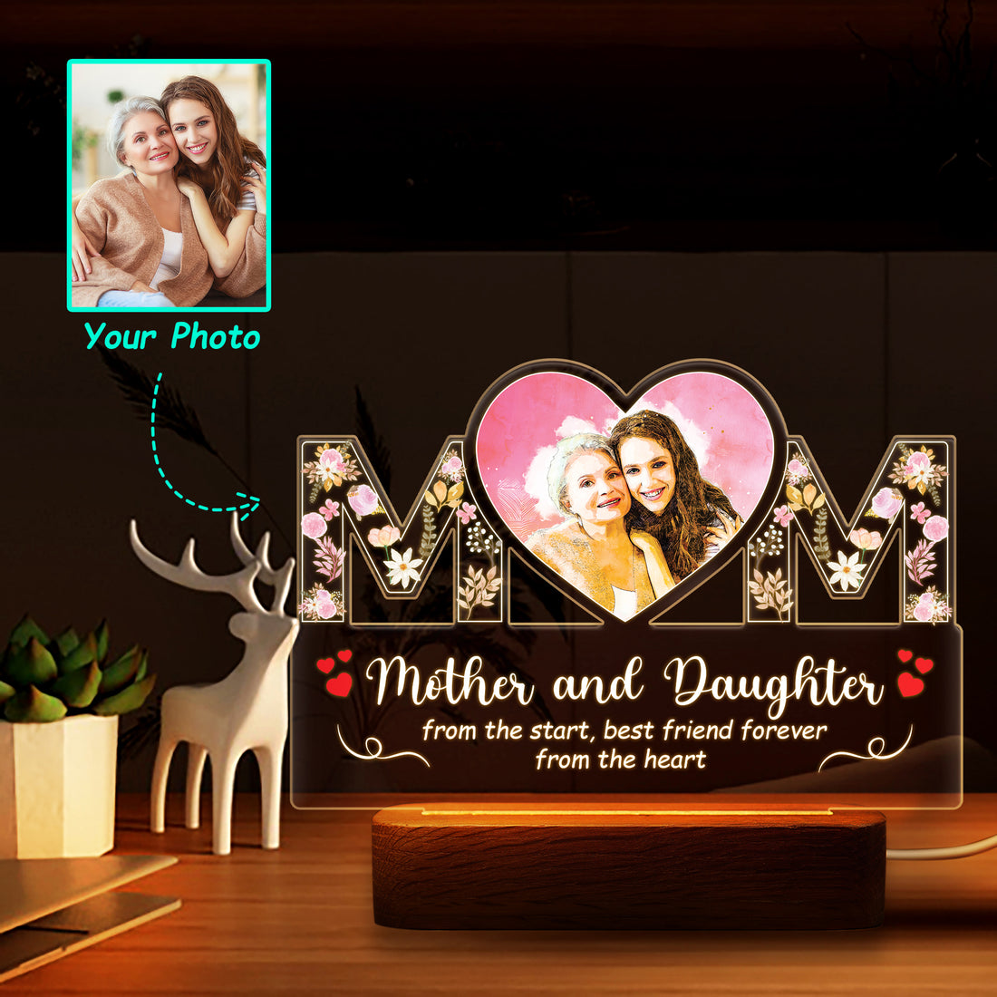 Hapilys Heartfelt Glow - Personalized LED Night Light for Mothers