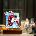 Hapilys Custom Skecth Painting Ice Hockey Player Wooden LED Light