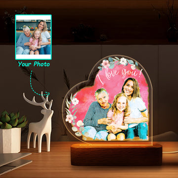 Hapilys Radiant Memories Custom LED Lamp - For Mom with Love