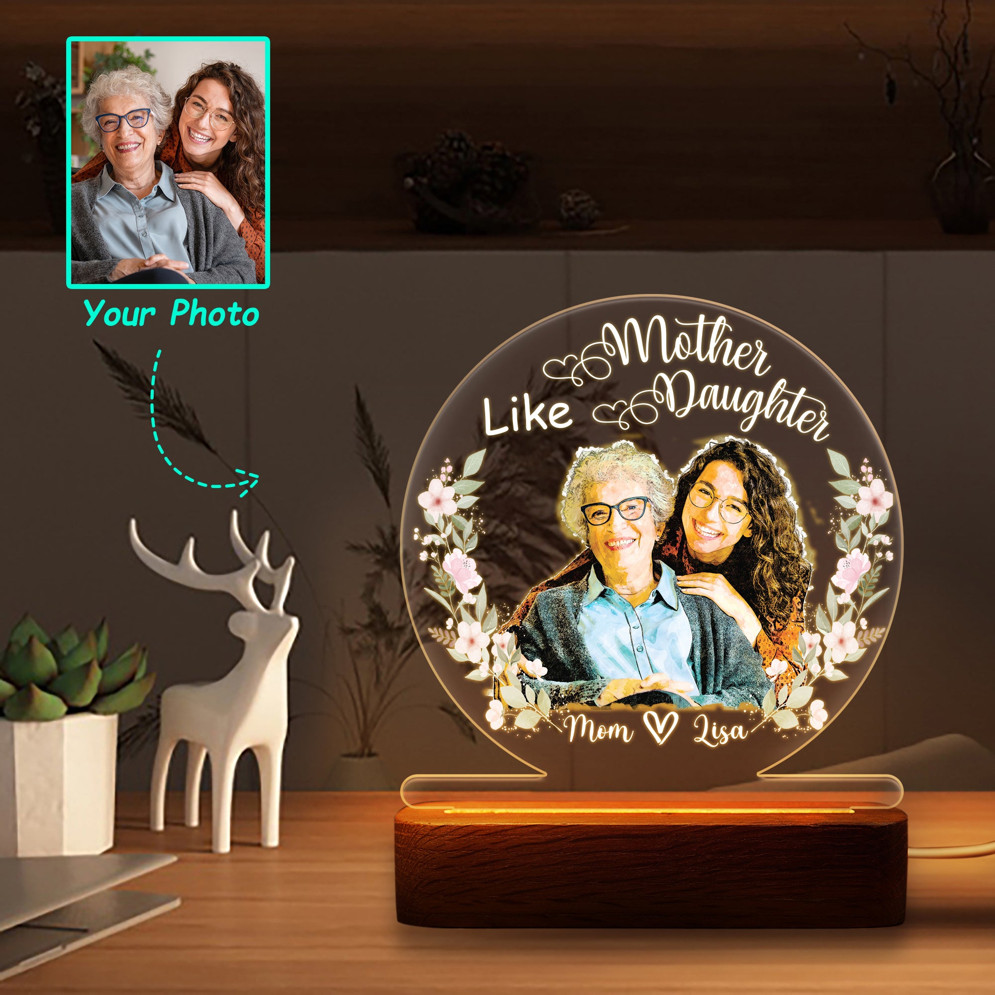 Hapilys Custom Sketch Painting Family Wooden LED Light