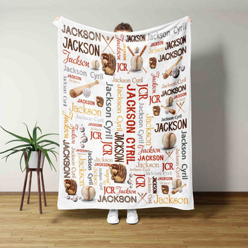 Custom Baseball Name Collage Blanket