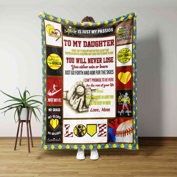 To My Daughter Softball Mom Blanket