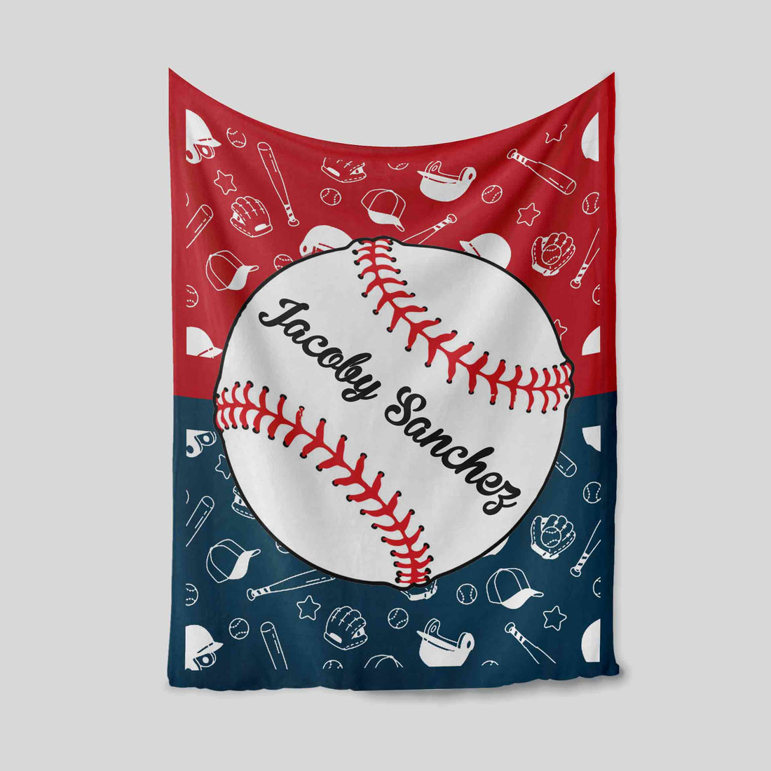 Custom Name Baseball Icon Blanket