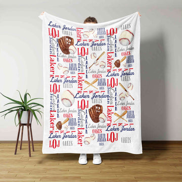 Personalized Baseball Name Collage Blanket