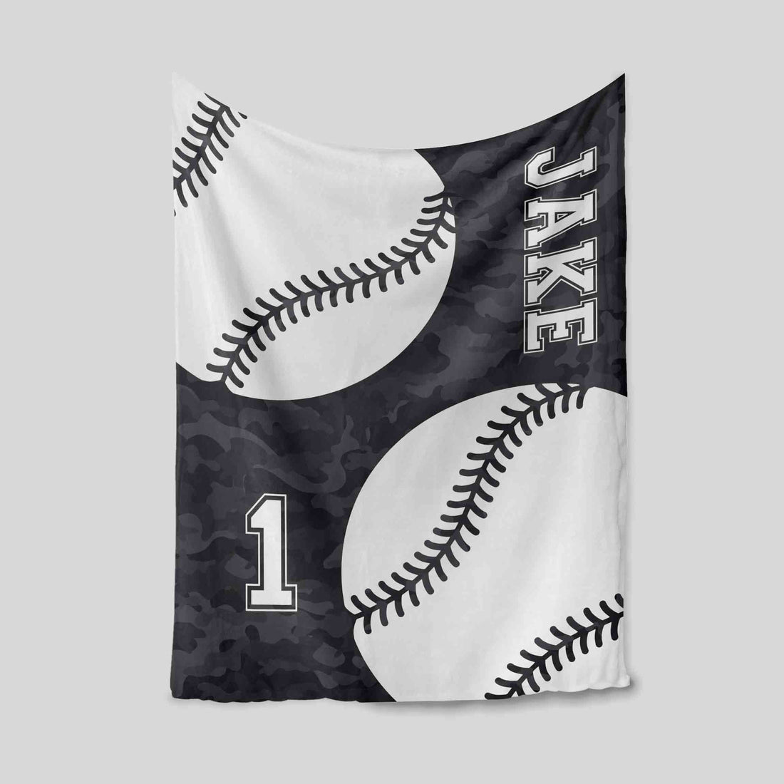 Custom Camo Baseball Name & Number Blanket