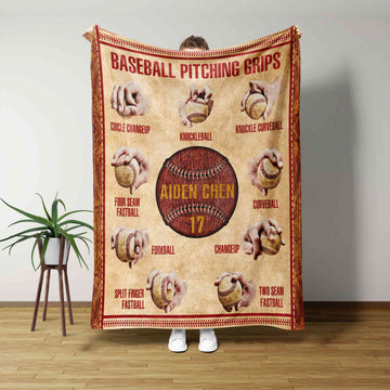 Custom Name Baseball Pitching Grips Blanket