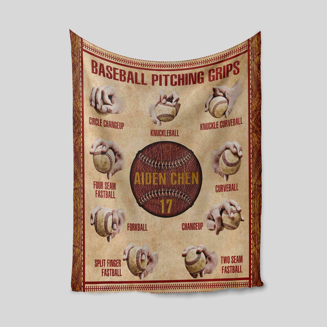 Custom Name Baseball Pitching Grips Blanket