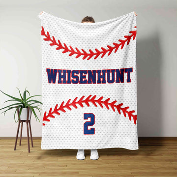 Custom Baseball Stitch Name & Number Blanket