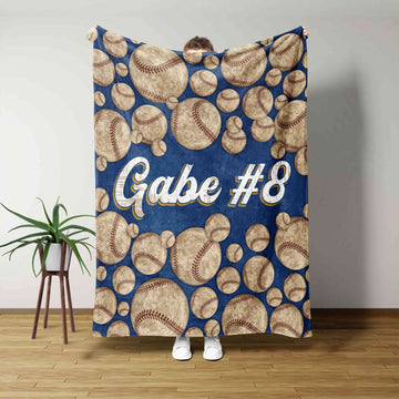 Personalized Vintage Baseball Name & Number Blanket