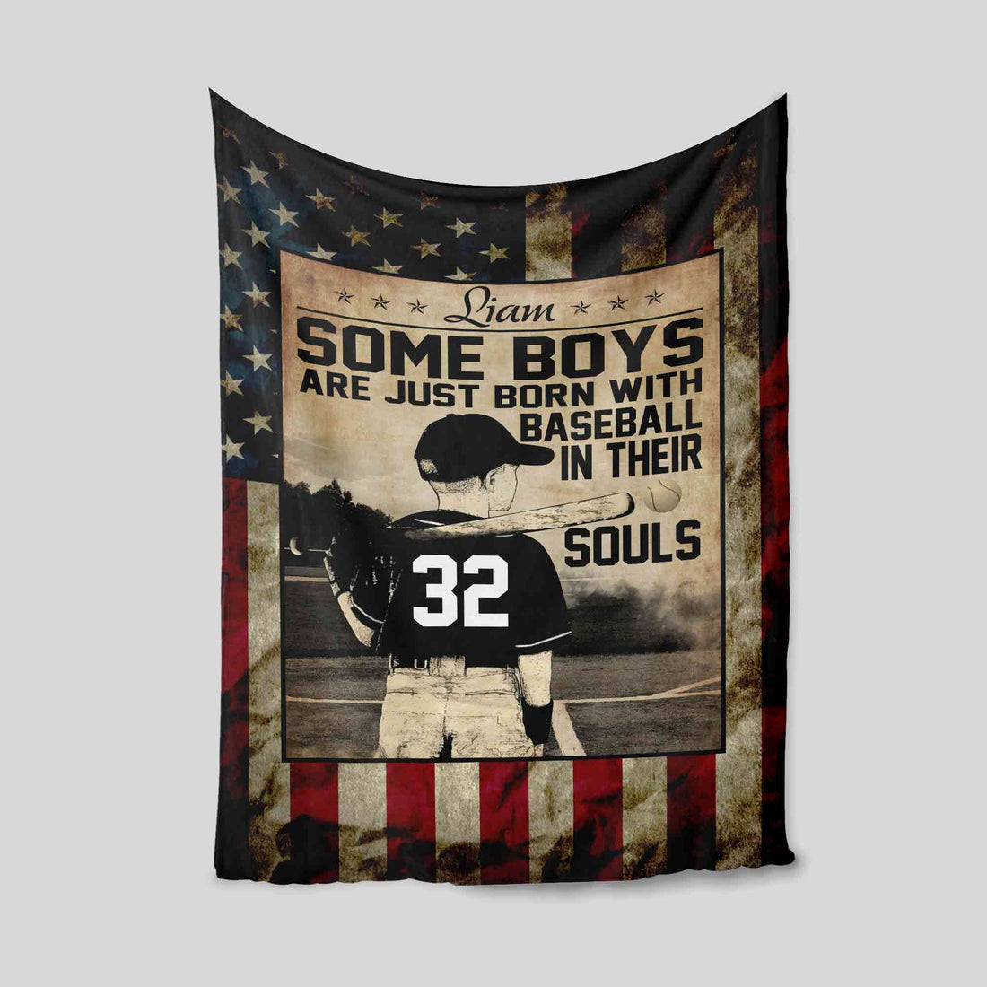 Born with Baseball in Their Soul Custom Blanket