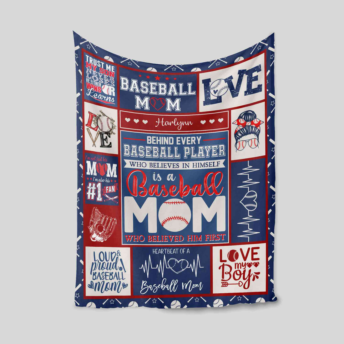 Baseball Mom Proud Support Blanket