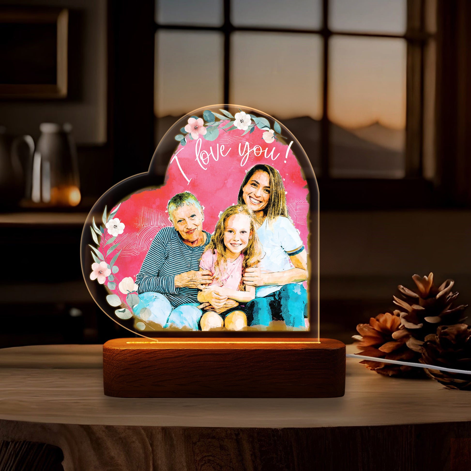 Hapilys Radiant Memories Custom LED Lamp - For Mom with Love