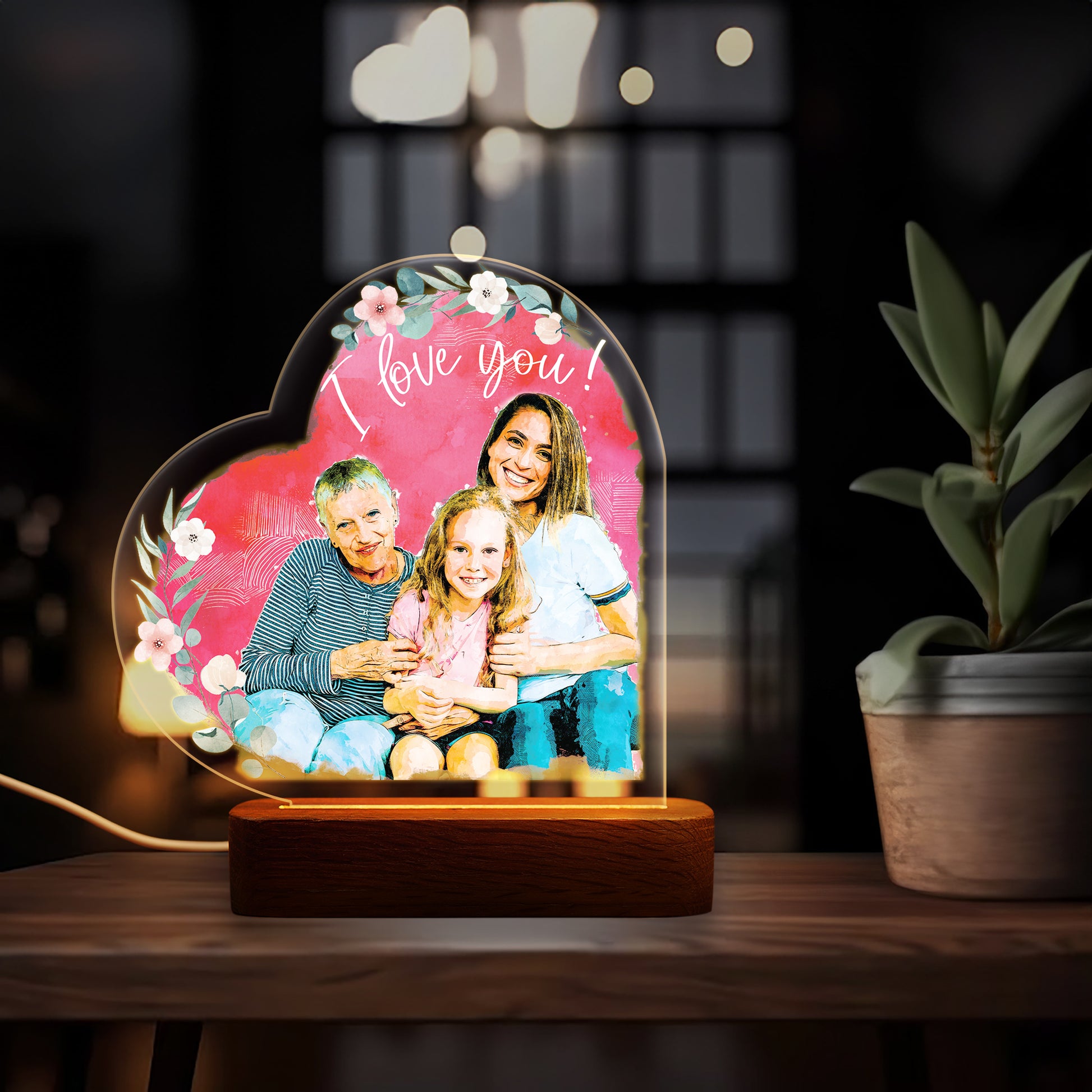 Hapilys Radiant Memories Custom LED Lamp - For Mom with Love