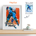 Hapilys Custom Ice Hockey Player Gifts, Hockey Gifts, Personalized Sketch Art Framed Canvas