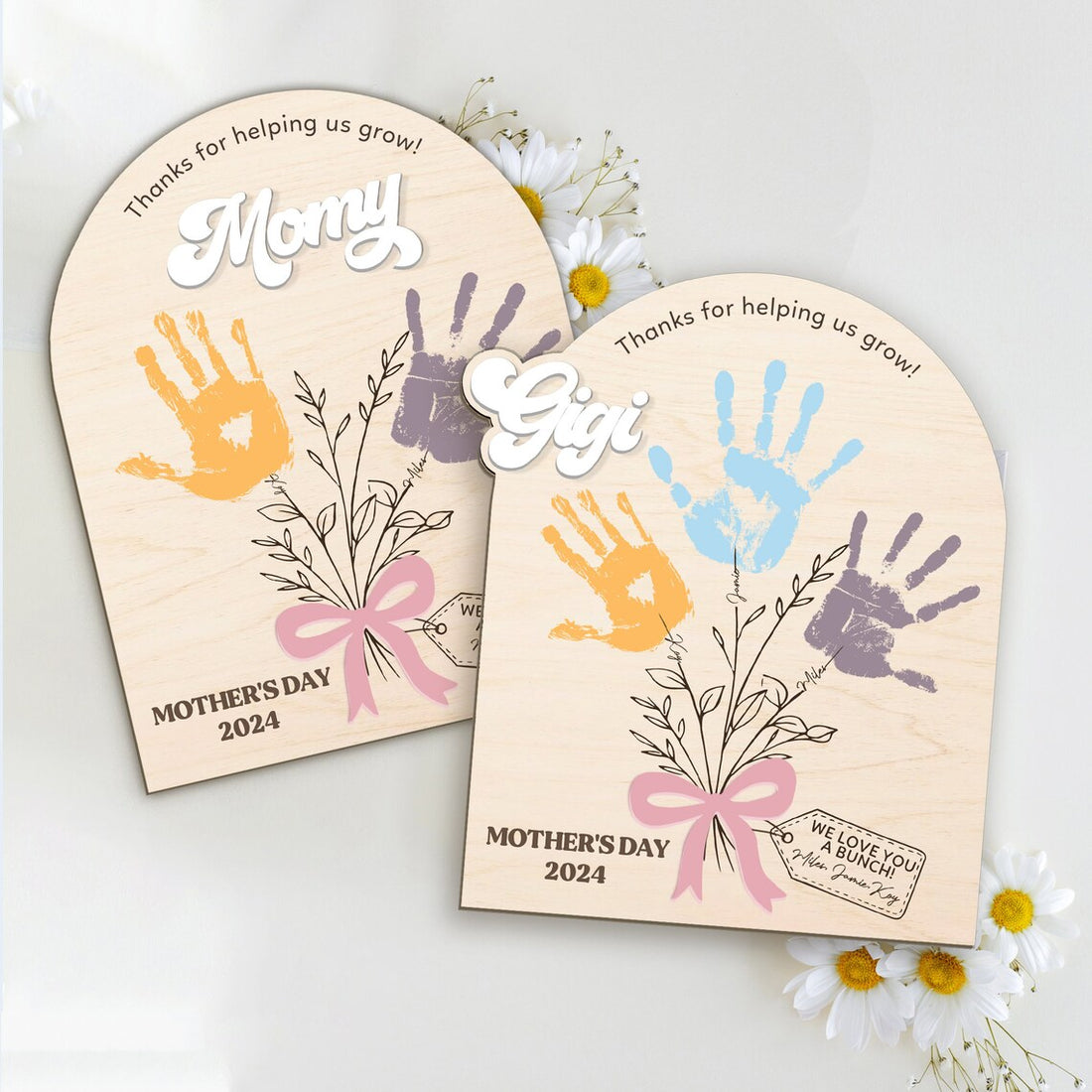 DIY Mothers Day Flower Handprint, Personalized Gift for Mom, Handprint Crafts From Kids, Mothers Day Keepsake, Gifts for Mom Grandma