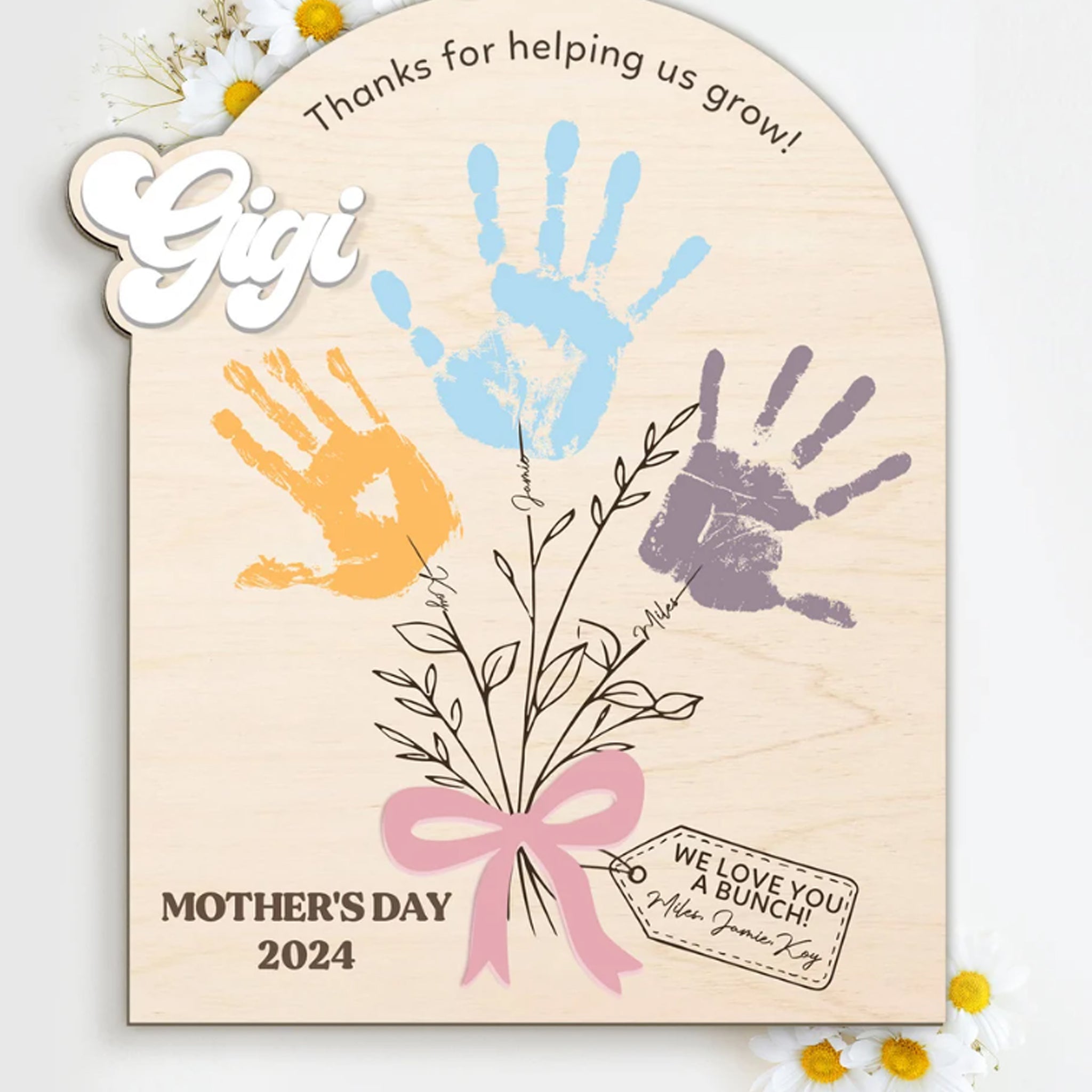 DIY Mothers Day Flower Handprint, Personalized Gift for Mom, Handprint Crafts From Kids, Mothers Day Keepsake, Gifts for Mom Grandma