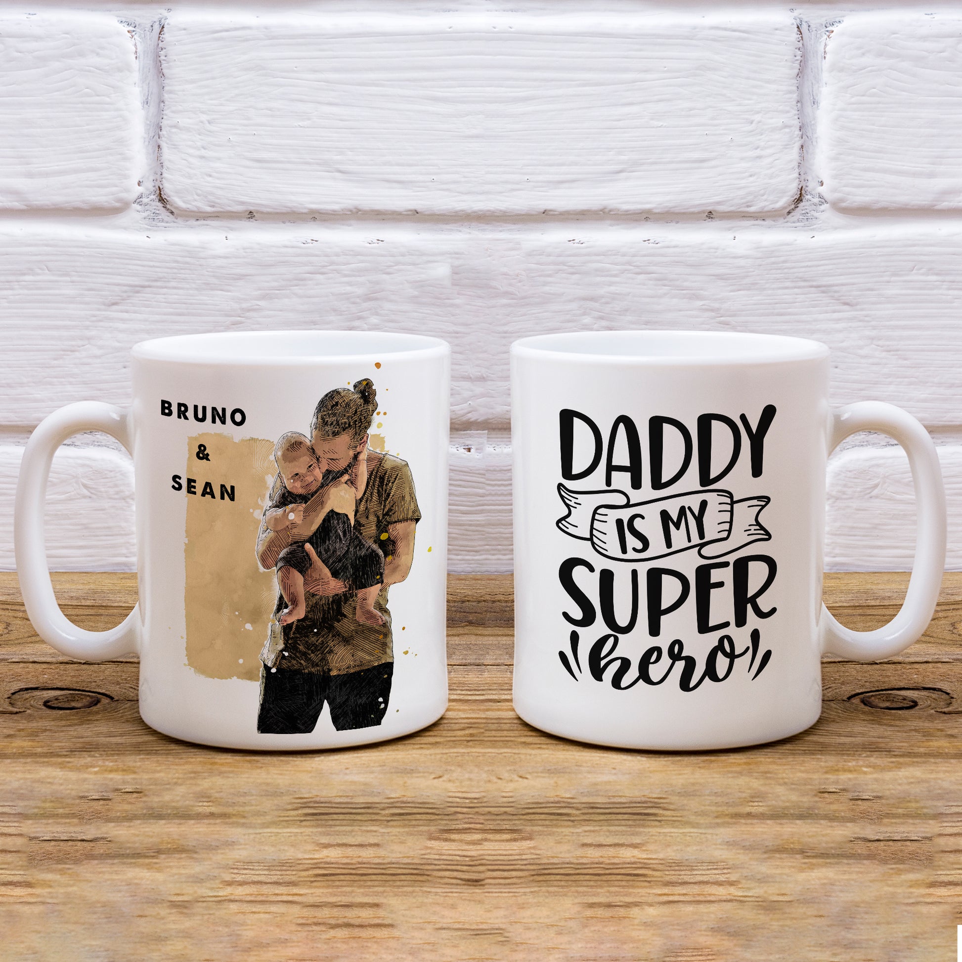 Custom Mug Sketch Painting From Photo, Personalized Gift for Dad, Custom Sketch Mug - Hapilys - Stunning Custom Art