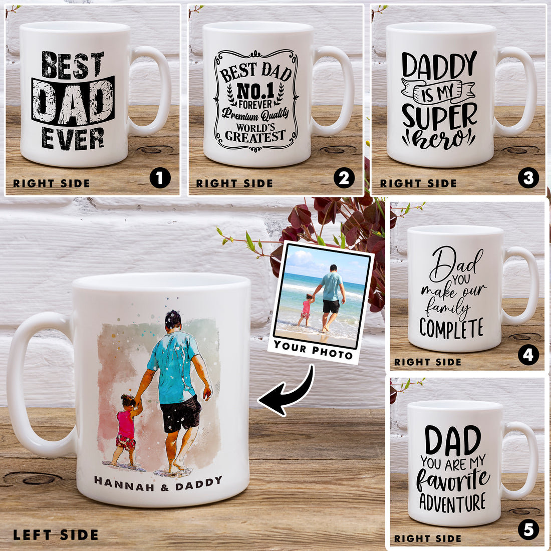 Custom Mug Sketch Painting From Photo, Personalized Gift for Dad, Custom Sketch Mug - Hapilys - Stunning Custom Art