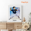 Hapilys Custom Baseball Player Gift, Custom Illustration Sketch Painting Matte Canvas