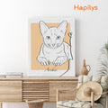 Hapilys Custom Cat Portrait Line Art Wall Decor, Cat Line Art Portrait Drawing Sketches from photo, Hand Drawn Cat Portrait Matte Canvas