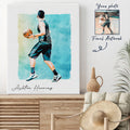 Hapilys Custom BasketBall Player Gift, Custom Sketch Painting From Photo, Custom Illustration Sketch Matte Canvas