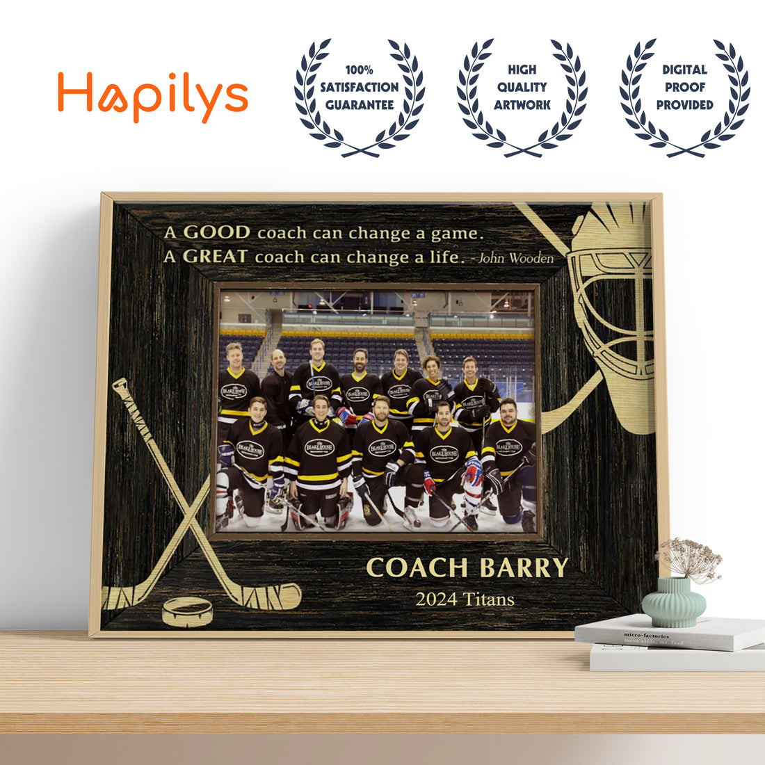 Personalized Hockey Coach Picture Canvas, High School Hockey Coach Thank You Gift