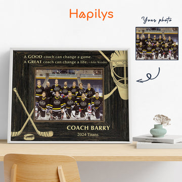 Personalized Hockey Coach Picture Canvas, High School Hockey Coach Thank You Gift