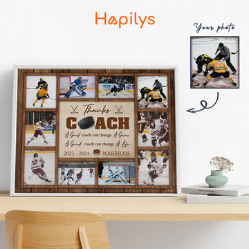 Custom Hockey Photo Collage, Coach Gift, Coach Thank You Gift