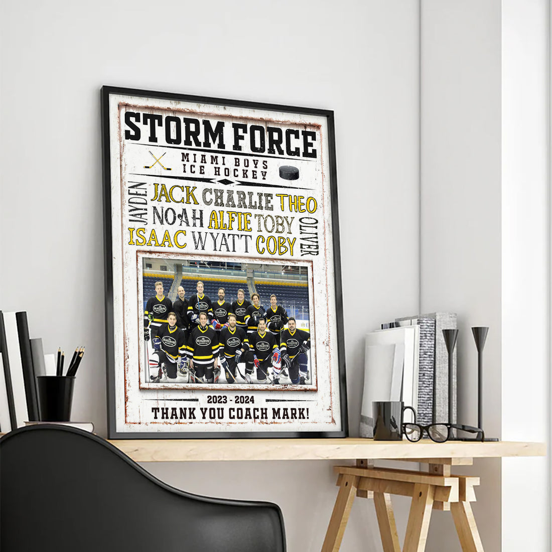 Hockey Coach Gift, Hockey Team Gift, Boys Hockey Canvas, End of Season Ice Hockey Gift