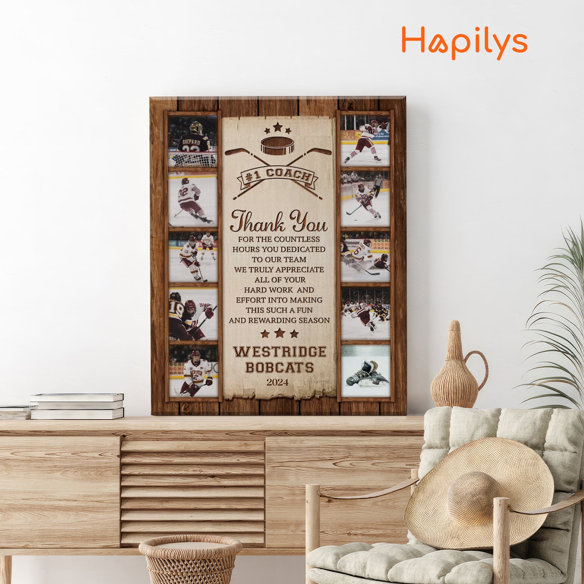 Hapilys Personalized Hockey Coach Collage,  High School Hockey Coach Thank You Gift