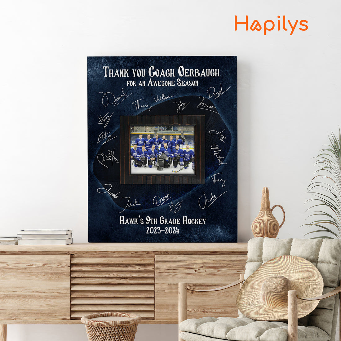 Hockey Coach Thank You Gift, Custom End of the Season Picture Canvas Print