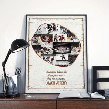 Hockey Coach Gift, Hockey Team Gift, Hockey Canvas Wall Art, Hockey Photo Collage, Hockey Gift