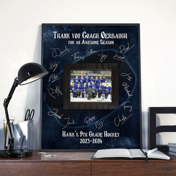 Hockey Coach Thank You Gift, Custom End of the Season Picture Canvas Print