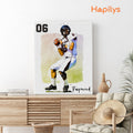 Hapilys Custom American Football Player Gift, Custom Sketch Painting From Photo, Custom Illustration Sketch Matte Canvas