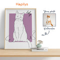 Hapilys Custom Cat Portrait Line Art Wall Decor, Cat Line Art Portrait Drawing Sketches from photo, Hand Drawn Cat Portrait Framed Canvas