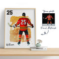 Hapilys Custom Ice Hockey Player Gifts, Hockey Gifts, Personalized Sketch Art Framed Canvas