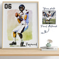 Custom American Football Player Gift, Custom Illustration Sketch Painting Framed Canvas - Hapilys - Stunning Custom Art