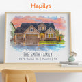 Hapilys Watercolor House Portrait from Photo, New Home Gift, Custom Housewarming, Realtor Closing Framed Canvas Gift